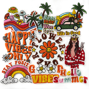 Parche Retro de Verano con Bordado Hippie Groovy, Insignia Flower Power Sunshine Girl, Aplique Termoadhesivo para Camiseta, Bolso, Playa, Accesorio DIY - Product Image 4