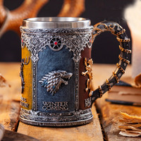 Game of Thrones Stark Jarra de Resina Acero Inoxidable Tanque Medieval Coleccionable Stein Regalo Bar
