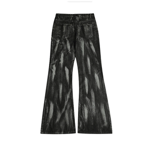 Jean en denim pour homme enduit d'huile et de cire, coupe droite classique, style gothique, streetwear, hip-hop, décontracté - Product Image 5