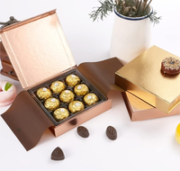 Boîte cadeau chocolat personnalisée GOLD, revêtement UV, gaufrage, estampage, plateau en plastique PP recyclé, usage alimentaire, modèle GOLD-398 personnalisé