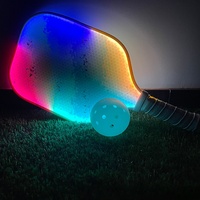 Raquette de pickleball personnalisée avec éclairage LED, rechargeable, noyau en nid d'abeille en fibre de verre, durable, pour jeu nocturne, raquette de pickleball lumineuse