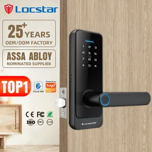 Locstar Pegangan Elektronik Digital Tuya Ttlock Cerraduras Inteligentes Con Wifi Kunci Sidik Jari Interior Zigbee Kunci Pintu