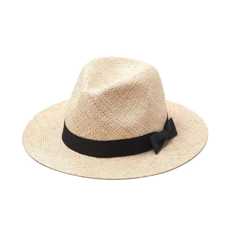 2021 wholesale custom beach flat top girls boater knot Children Baby hats strawhat hat summer kids straw hats