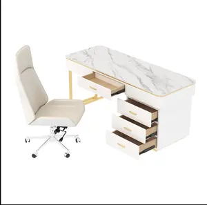Luce di lusso bianco semplice scrivania/scrivania moderna marmo medico salone di bellezza reception ufficio tavolo di consultazione