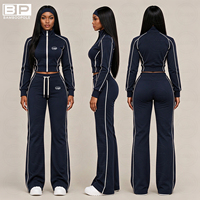Nouveautés - Vêtements d'automne pour femmes - Logo personnalisé - Veste zippée Y2K pour femmes avec pantalon - Ensemble de survêtement décontracté pour femmes - 2 pièces