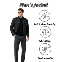 Veste zippée en polyester pour homme, gris anthracite, col mandarin, deux poches zippées sur la poitrine, poignets côtelés, veste décontractée pour l'extérieur, streetwear