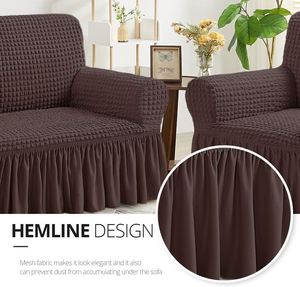 Wholesale Custom Color Modern Style <b>Sofa</b> Slipcover Elastic <b>Stretch</b> Fabric 94% Polyester 6% Spandex Solid Pattern Skirt Included - Product Image 3
