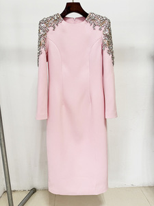 2025 Nữ New Arrivals Chất Lượng Cao Ăn Mặc Sequin Và Kim Cương-Studded Dài Tay Áo Giữa Chiều Dài Dài Ăn Mặc Thanh Lịch Bên Ăn Mặc - Product Image 3