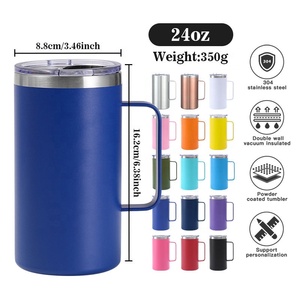 Lot <span class=keywords><strong>de</strong></span> 24oz <span class=keywords><strong>de</strong></span> mugs à <span class=keywords><strong>bière</strong></span> isothermes en acier inoxydable 304 avec poignée, personnalisables, pour le bureau, le camping, les pique-niques, les fêtes et comme verres à vin - Product Image 3