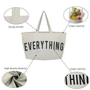 Bolsa de Mano de Lona de Algodón Casual, Ecológica, Plegable, con Compartimento Grande y Logotipo Personalizado - Product Image 1