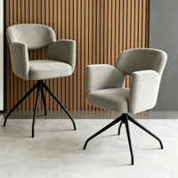 Chaise de salle à manger moderne en tissu rembourré, 360 °   Chaise d'appoint pivotante, base en métal noir en forme d'araignée pour salle à manger, cuisine, bureau à domicile