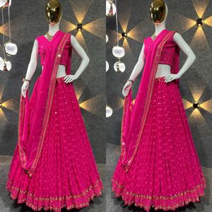 ผ้าพันคอผ้าไหมผสม lehenga choli การออกแบบที่น่าดึงดูดใจสำหรับปาร์ตี้มีเส้นขอบหนา9มม. และ lehenga choli - Product Image 4