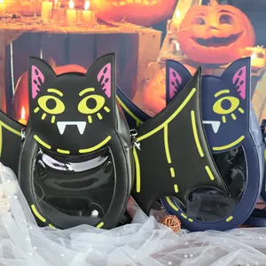 Xinmei Self-Designed Women Bat Shaped Ita Backpack With Removable Printed Wings Halloween Ita Bag