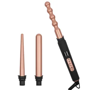Professional 3 In 1 Interchange Hot Fashion Hair Style Styling Tools Flat Irons Set Auto Rotating Hair Curling Iron Wand Curler