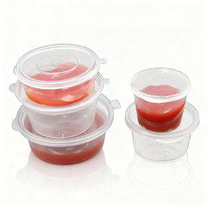 Dùng một lần PP phần cup 2oz gia vị lưu trữ <span class=keywords><strong>Mini</strong></span> ly với bản lề có nắp đậy - Product Image 3