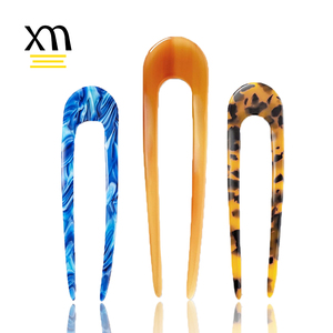 Xinmei, venta al por mayor, horquillas de cuerno recto francés de acetato de celulosa para mujer, accesorios personalizados en forma de U, horquillas en U para el cabello - Product Image 1