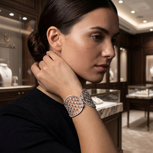 Bracelet en diamant platine, taille brillant rond, naturel, luxe, bijoux de mariage pour femme - Product Image 3