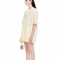 Style de la mode des femmes été imprimé t-shirt décontracté robe coupe ample coton doux longue longueur tissu éponge compressé caractéristique
