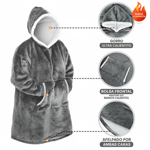 Coperta con Cappuccio Oversize Unisex in Flanella Stile Plaid Gigante in Poliestere e Pile per Casa o Viaggio Decorazione di Halloween - Product Image 1