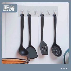Wall Mounted <b>Hooks</b> 6 Row Clear Punch Free Heavy Duty For Bathroom <b>Kitchen</b> Door Storage - Product Image 2