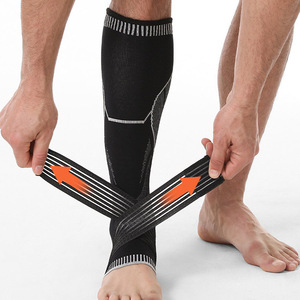 Soporte de Tobillo Antideslizante de Fútbol Tejido Personalizado OEM, Manga de Compresión para Pantorrilla con Correas para Soporte de Fútbol - Product Image 2