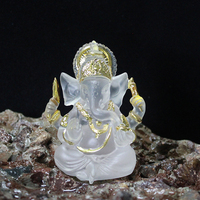 Vente en gros de décorations d'intérieur en résine, figurine de Ganesha d'Asie du Sud-Est, statue transparente du dieu hindou indien, sculpture de trompe d'éléphant thaïlandaise