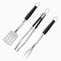 Accessoires de barbecue multifonctions de qualité supérieure, ensemble de 3 outils en acier inoxydable avec manche long pour cuisine extérieure, barbecue au charbon de bois
