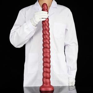 ねじれたラインの螺旋状テクスチャのソフトなバットプラグ、巨大なアナルプラグ、男女兼用の液体シリコン製SM自己満足器具 - Product Image 5