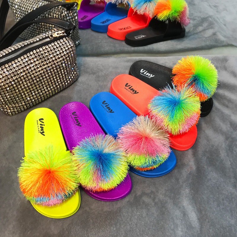 Womens Sandals Slippers Summer Fashion Fluffy Top Cool Charming Woman Slippers 2021