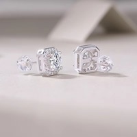 Boucles d'oreilles fines en moissanite ronde 1ct*2, hypoallergéniques, argent S925, clarté VVS1, boucles d'oreilles en moissanite pour femmes, boucles d'oreilles à clous