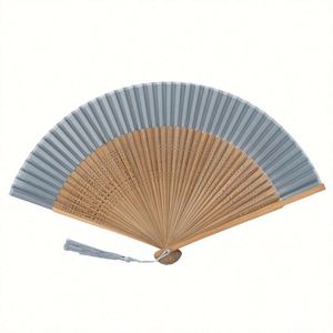 21cm Luxury White Silk Foldable Bamboo Hand Fan High Quality Traditional Folk Art Carved Vintage Angel for Weddings Halloween - Product Image 2