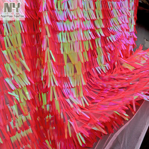 Nanyee Textile brodé dentelle garniture néon pastèque tissu à paillettes pour robe de cérémonie - Product Image 2