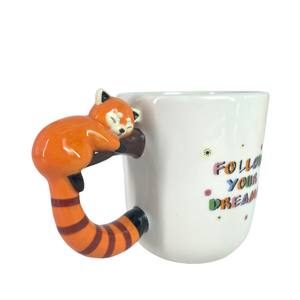 كوب أحمر سيراميك على شكل باندا مقبض قهوة مضحكة كوب حليب لاتي أكواب ظريفة - Product Image 3