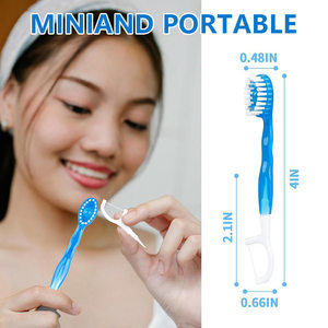Custom Logo Individually Wrapped Fresh Breath Mini Toothbrush With Built-in Bead Disposable Toothbrush Flosser - Product Image 5