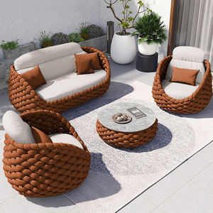 屋外籐椅子ソファガーデン屋外中庭レジャーバルコニーリビングルームヴィラ籐ソファコンビネーション家具 - Product Image 1