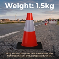 AA.BEAR SMT Cones de signalisation personnalisés avec logo, 18 pouces (45 cm), en PVC, orange fluorescent, avec base en caoutchouc noir, qualité industrielle pour la circulation routière