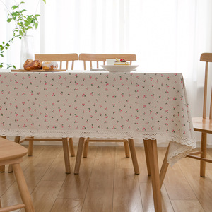 Printed Tablecloth With Daisy Patterns, Small Dots, Countryside Style Cotton And Linen <strong>Table</strong> Linen For Dining <strong>Tables</strong> And Chairs - Product Image 3