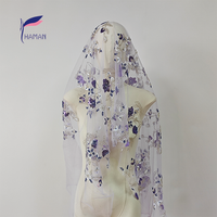 Tissu en maille de nylon à motif floral de luxe paillettes violettes Tubes blancs Design glamour pour vêtements de mariée/danse pour mariages