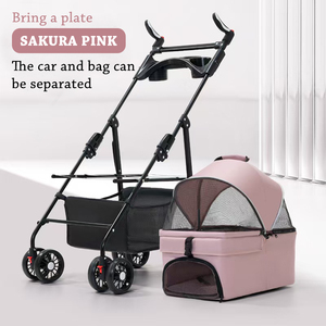 <span class=keywords><strong>Poussette</strong></span> pliable 2-en-1 de type voiture pour animaux de compagnie, grande taille, en lin, pour chats et chiens - Utilisation extérieure - Product Image 5