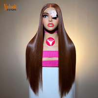 Perruques Lace Front HD en Cheveux Humains Bruts Lisses de Qualité Luxe Couleur Marron, Perruques Lace Closure HD 5x5 Cheveux Humains Lisses Naturels Vietnamiens
