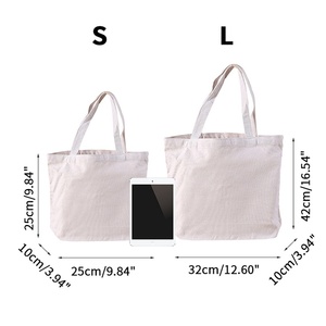 Bolsas de Compra Reutilizables <span class=keywords><strong>Baratas</strong></span> con Logotipo Personalizado al por Mayor, Bolsa de Mano de Lona de Algodón Blanca Lisa - Product Image 5