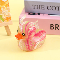 Jouet anti-stress en caoutchouc TPR souple et compressible en forme de canard avec motif tourbillon et paillettes - Jouet créatif unisexe amusant