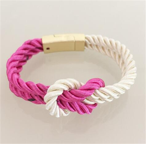 Venta al por mayor de brazaletes trenzados coloridos, cadenas de muñeca, broche magnético chapado en oro, pulseras de cuerda con nudo de la suerte para mujer - Product Image 5