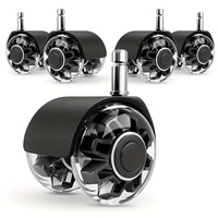 Roulettes universelles MW noires en carton de 2 pouces, transparentes en PU, à double roulement, pour chaise de bureau e-sport, avec frein de roue