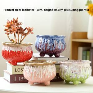 2pcs Korean-Style Hand Painted Porcelain Garden <strong>Cutti</strong> Pots Small Outdoor Flower Potted Plant Holder for Kids - Product Image 2