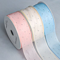 Stock 4cm Satin Hotfix Strass Ruban À La Main DIY Accessoires De Cheveux Arc Boîte Cadeau Ruban Bouquet De Fleurs Décoration