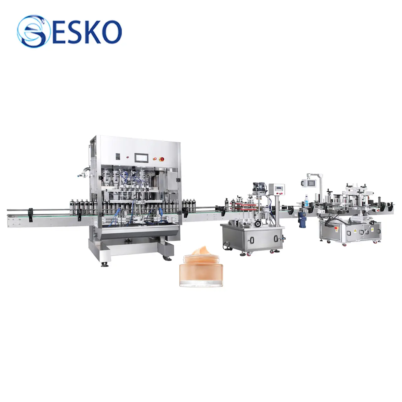 ESKO Cosmetic Line Filling Machinery Automatic Pneumatic Filling Machine For Shampoo Cream Conditioner