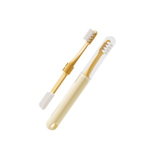 Brosse à dents pour animaux de compagnie, double tête, poils en silicone souple, pour chien et chat, hygiène buccale, usage domestique, matériau TPR, vert, bleu, jaune - Product Image 3