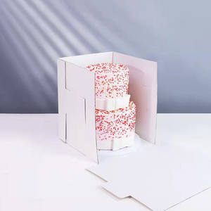 Food Grade Corrugated Cardboard Disposable Folders <b>Tall</b> Pastry <b>Box</b> with Viewing Window Secure Packaging for Tiered <b>Cakes</b> - Product Image 3