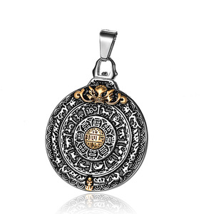 316l Inoxydable Bijoux <span class=keywords><strong>Horoscope</strong></span> Chinois Médaillon Pièce Pendentif Mode Zodiaque Pendentif Hommes Pendentifs En Acier Inoxydable - Product Image 6